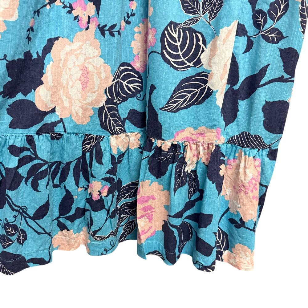 Anthropologie Maeve The Cassandra Maxi Dress Botanical Motif Blue Pink Large - Picture 3 of 9